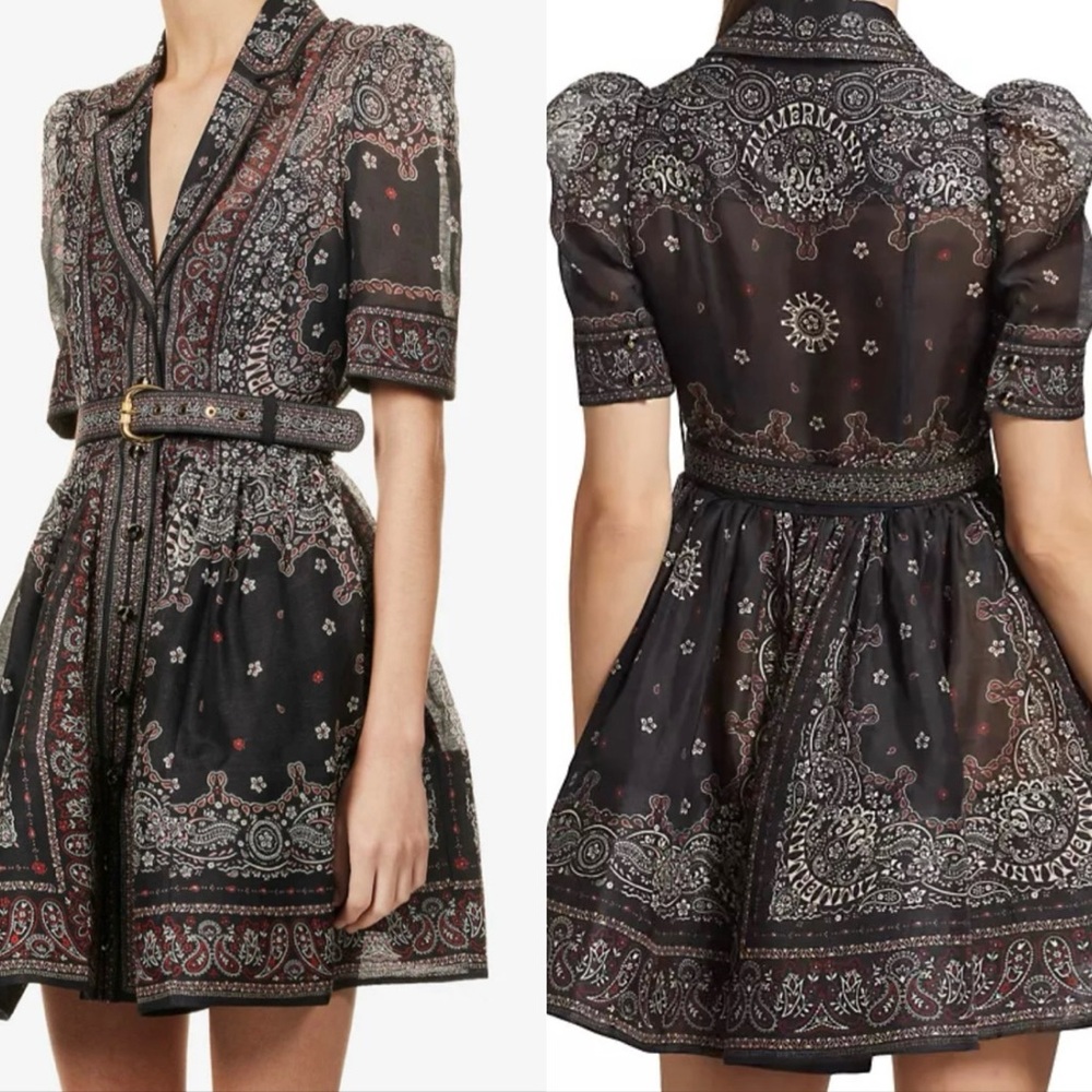 Zimmermann Matchmaker belted paisley-print linen and silk-blend dress Size: 2